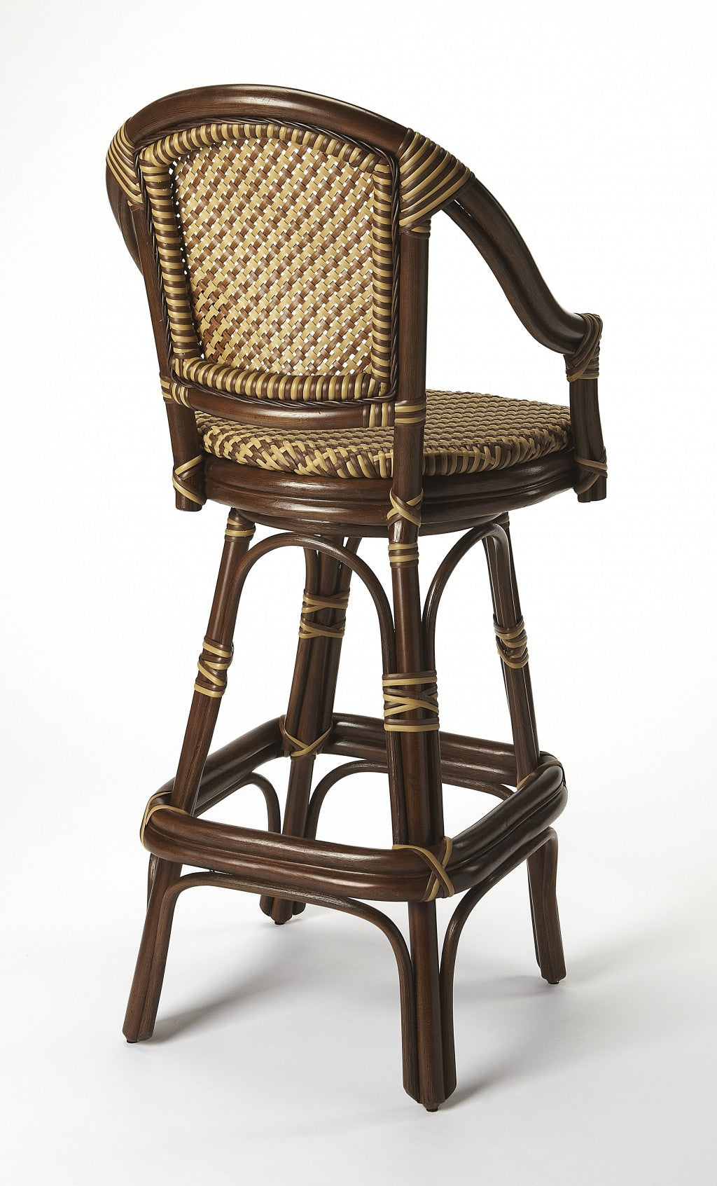 30" Brown Rattan Bar Chair