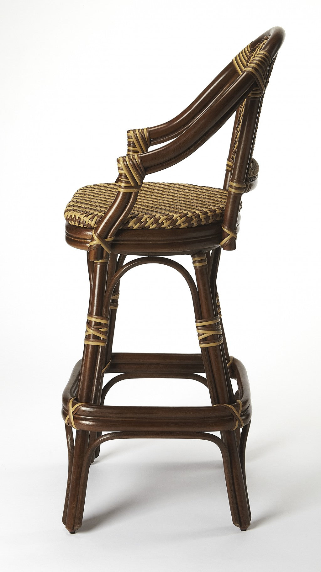 30" Brown Rattan Bar Chair