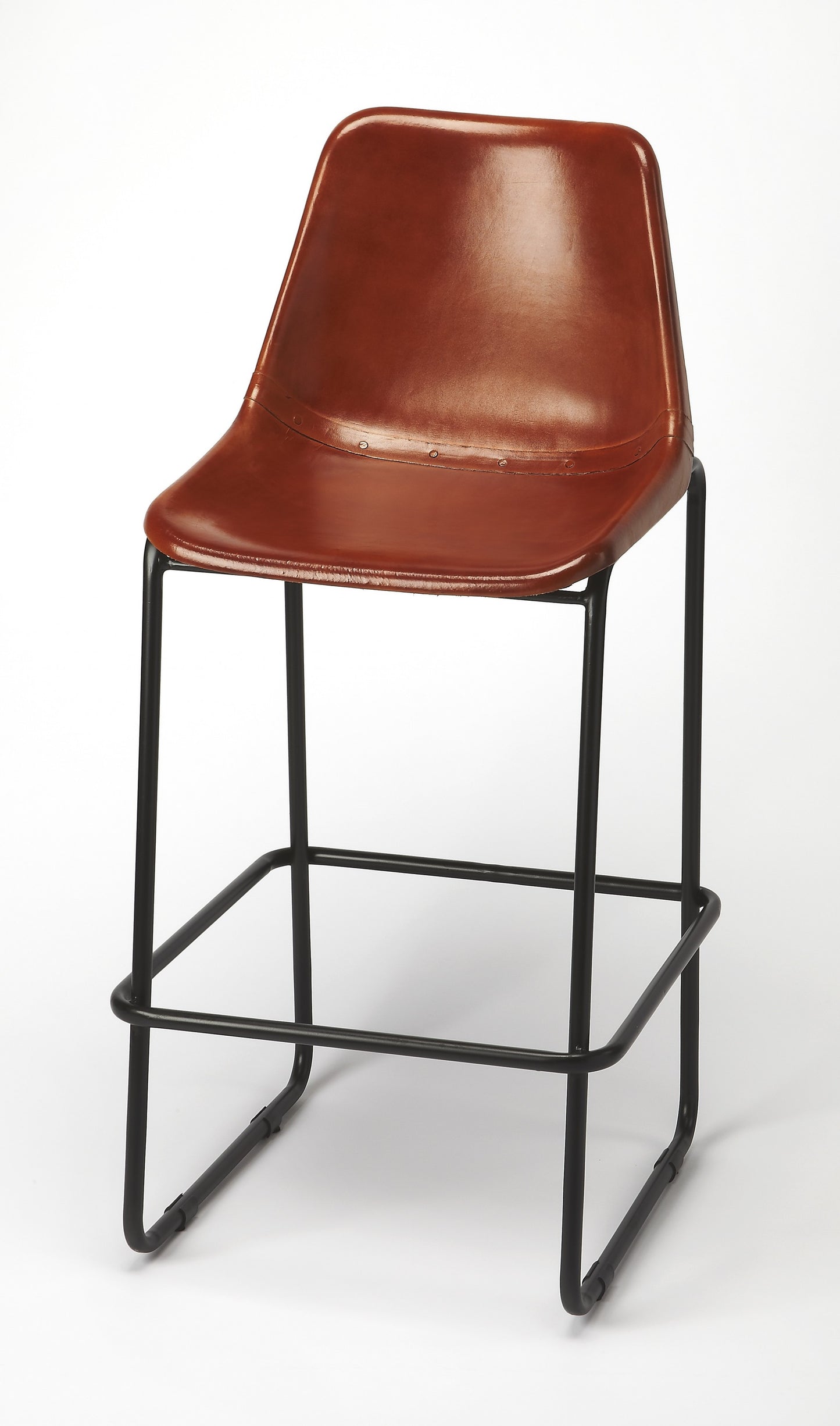 28" Brown And Black Iron Bar Chair