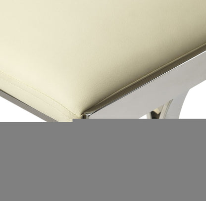 24" Off White and Silver Faux Leather and Iron Backless Counter Height Bar Chair
