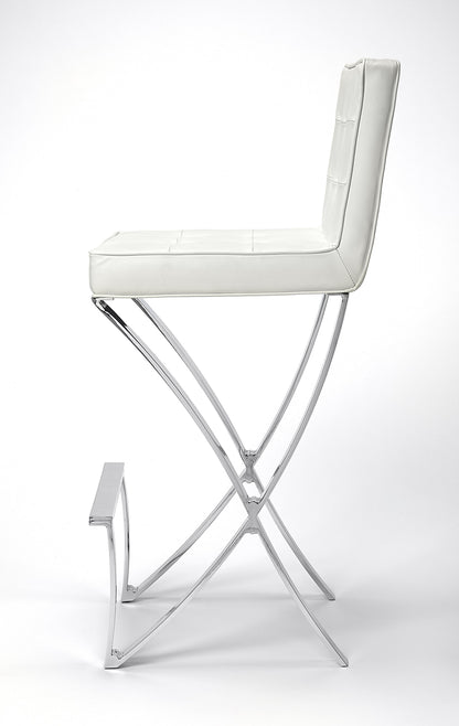 29" Off-white And Silver Iron Bar Chair