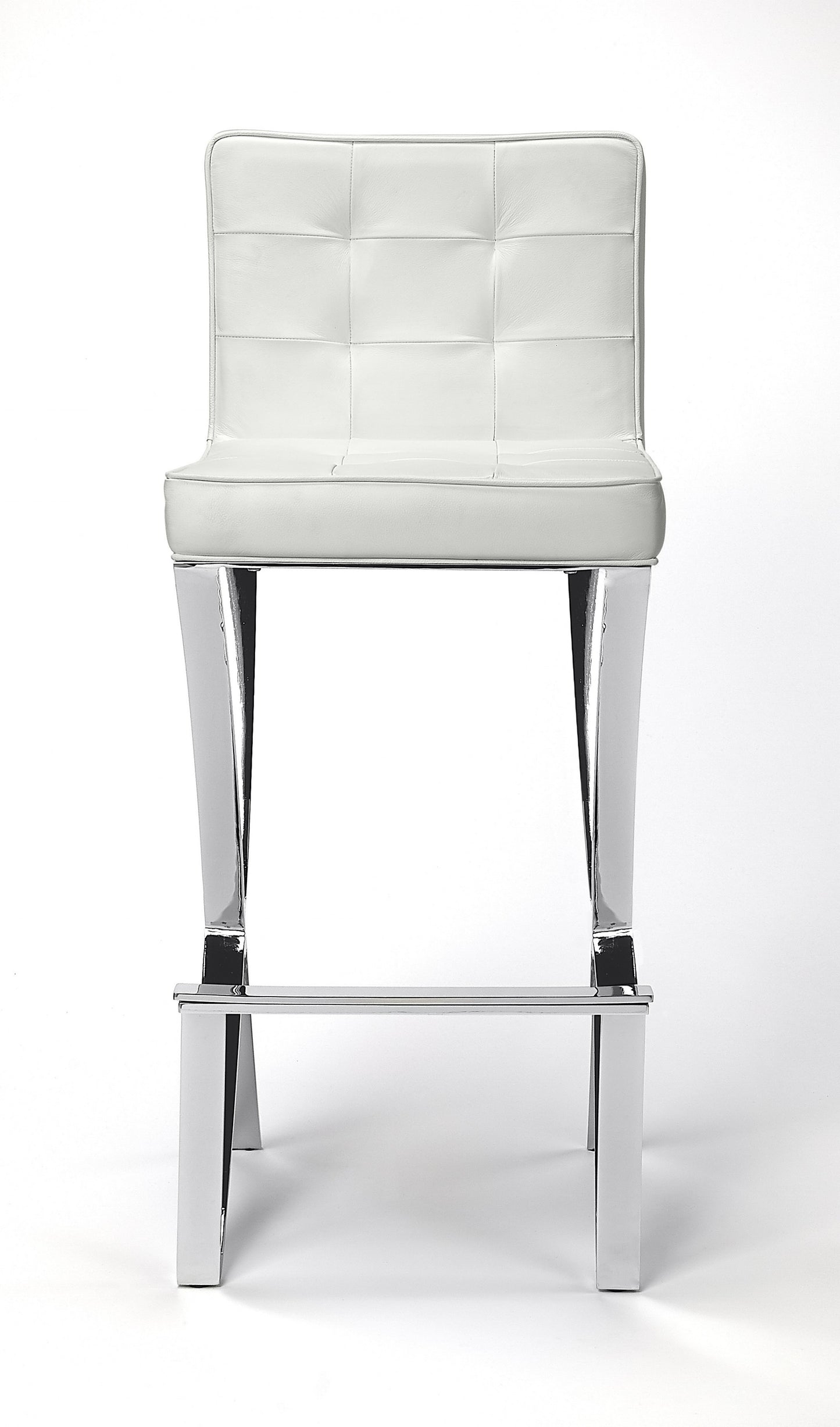 29" Off-white And Silver Iron Bar Chair