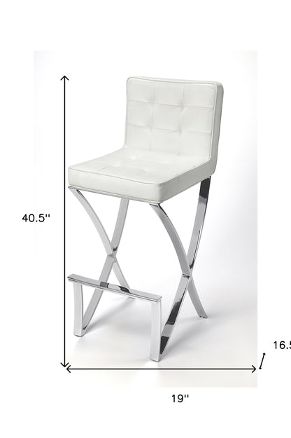 29" Off-white And Silver Iron Bar Chair