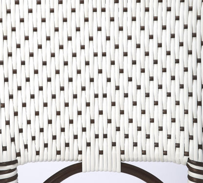 28" White And Dark Brown Rattan Bar Chair