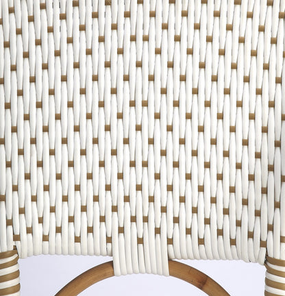 28" White And Natural Rattan Bar Chair