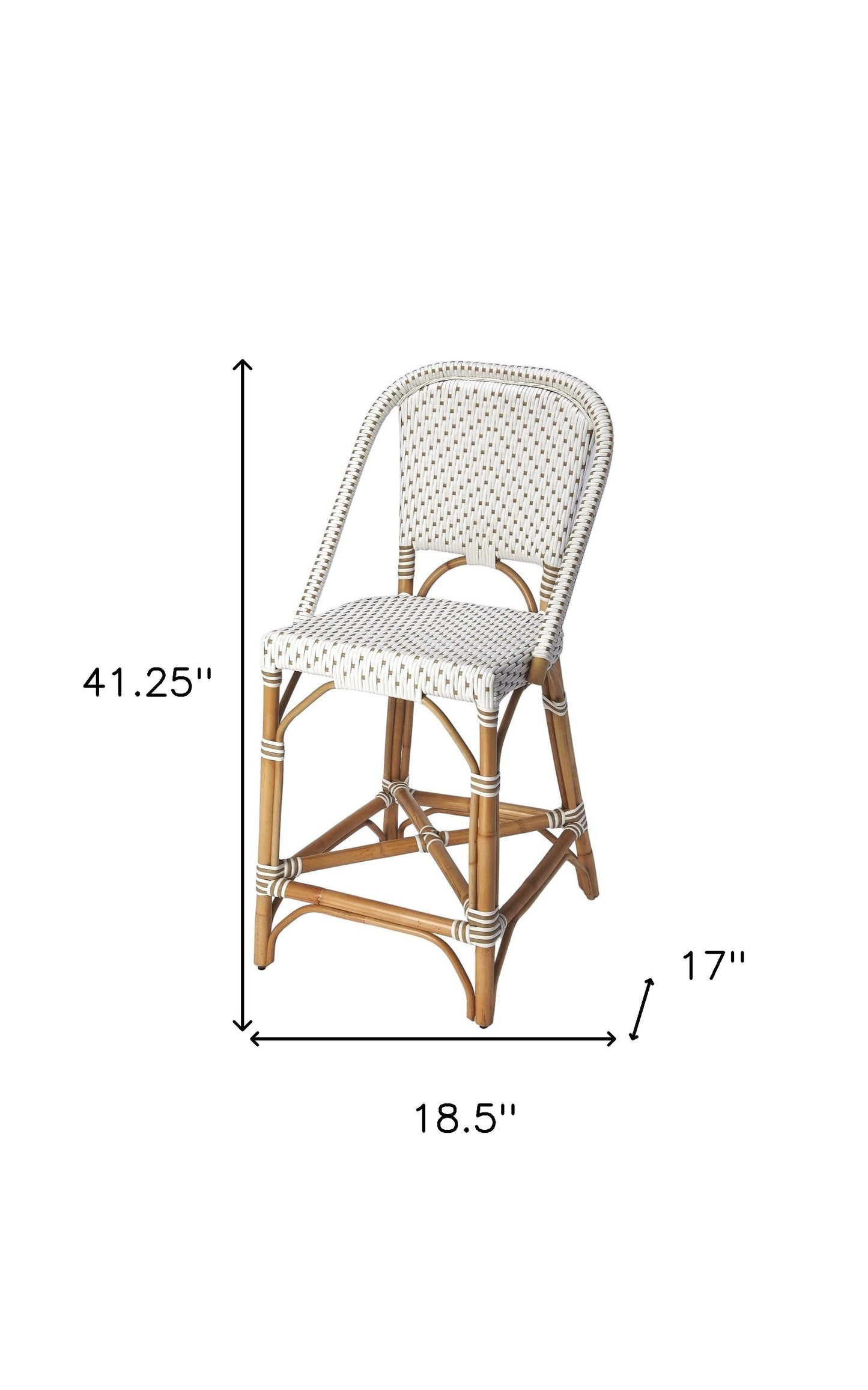 28" White And Natural Rattan Bar Chair