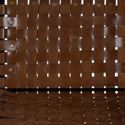 28" Brown and Black Leather and Iron Bar Chair