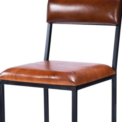 32" Brown And Black Manufactured Wood And Iron Bar Chair