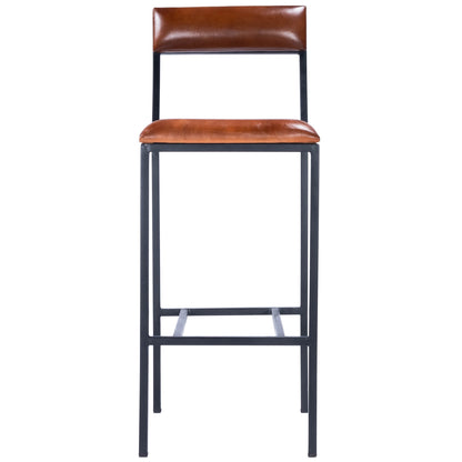 32" Brown And Black Manufactured Wood And Iron Bar Chair