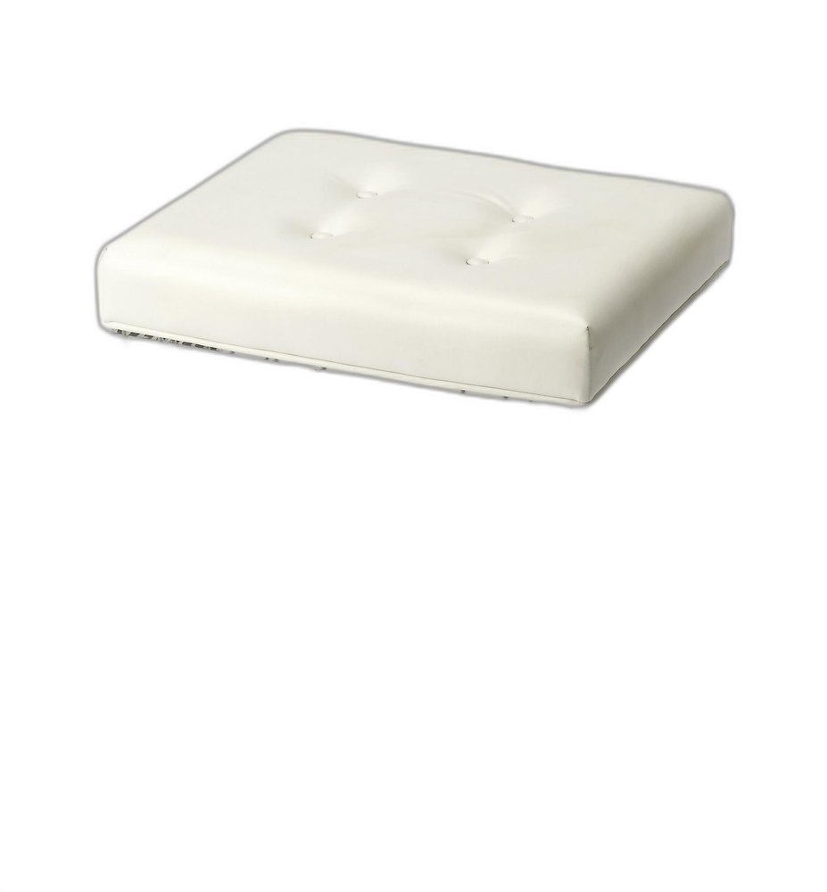 21" White and Clear Faux Leather Tufted Ottoman