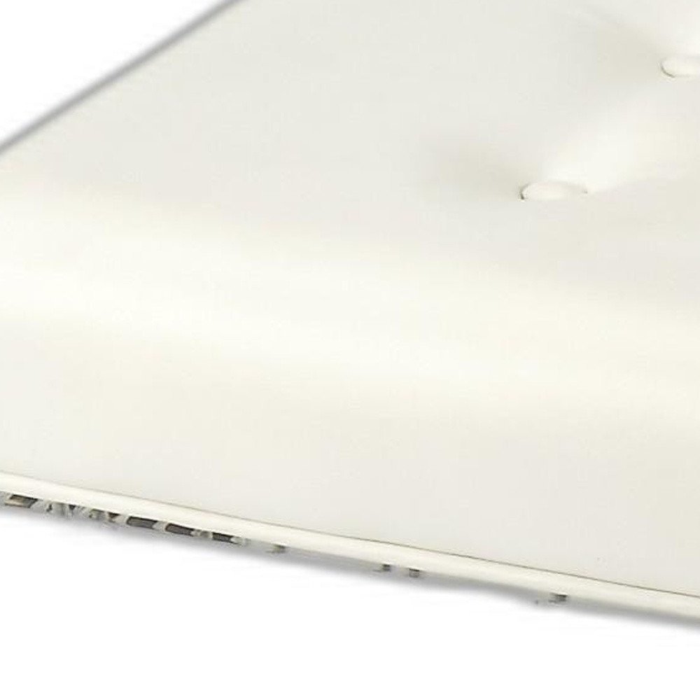 21" White and Clear Faux Leather Tufted Ottoman