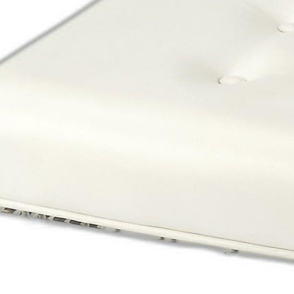 21" White and Clear Faux Leather Tufted Ottoman