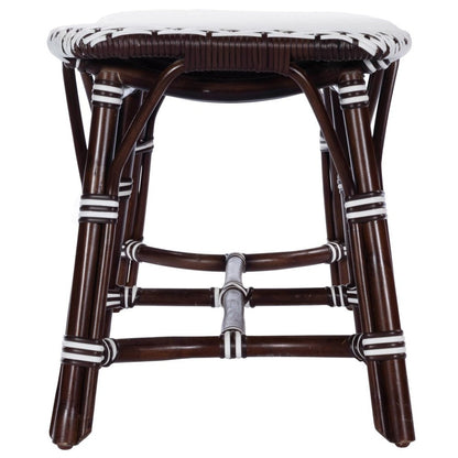 43" White and Dark Brown Rattan and Wicker Bench