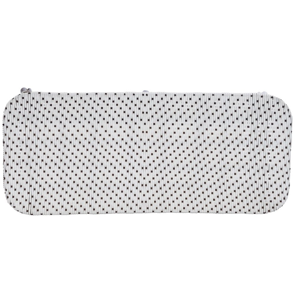 43" White and Dark Brown Rattan and Wicker Bench