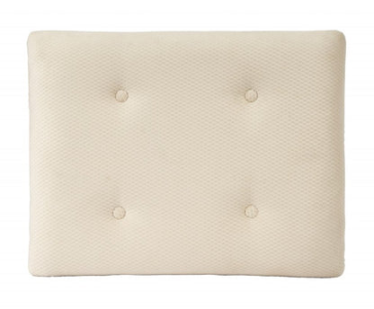 26" Ivory Cotton and Brown Tufted Ottoman