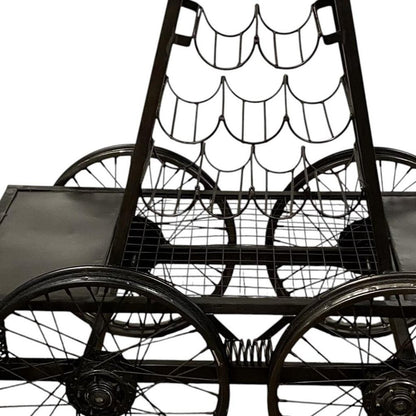 Rustic Black Rail Car Bar Cart