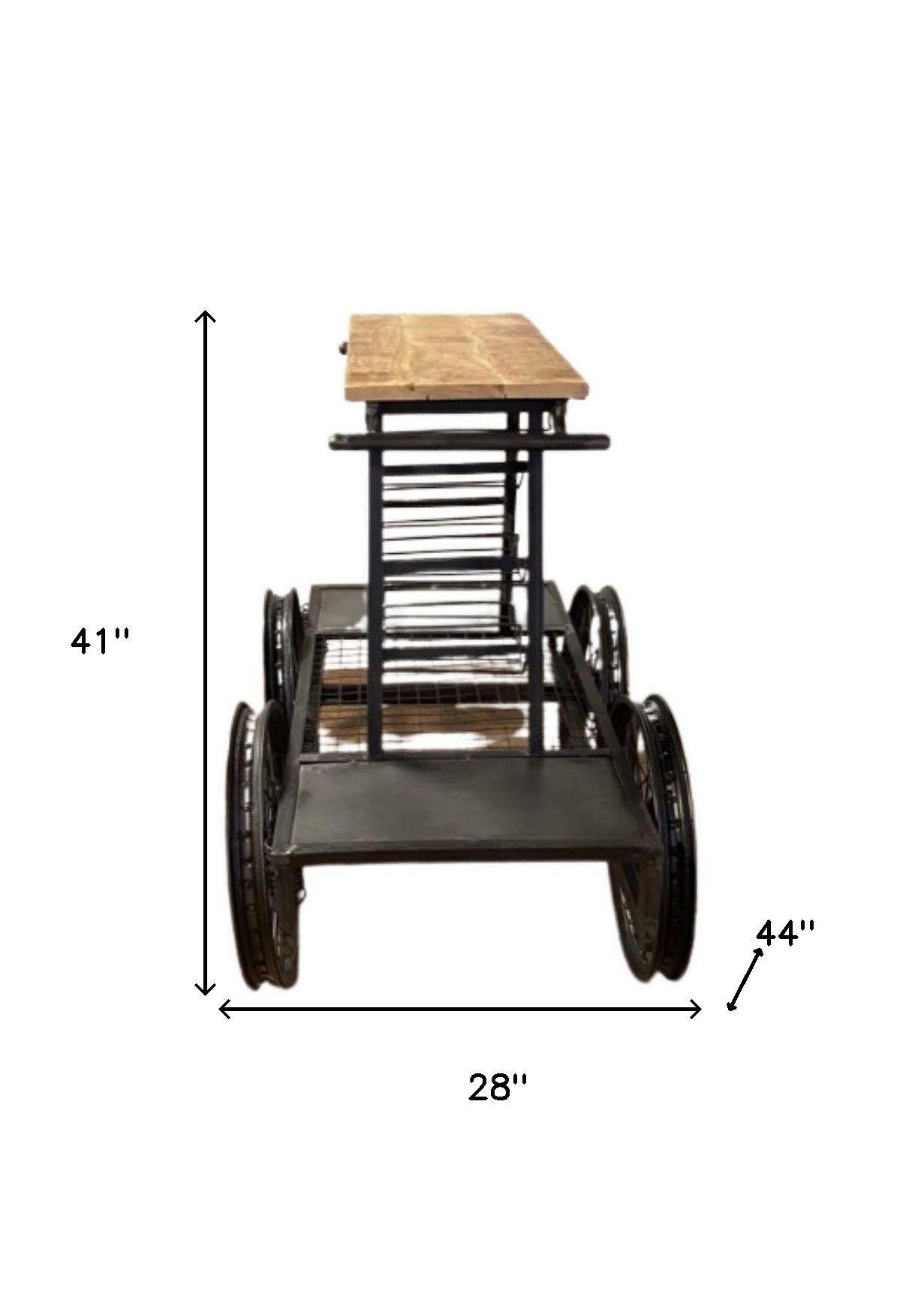 Rustic Black Rail Car Bar Cart