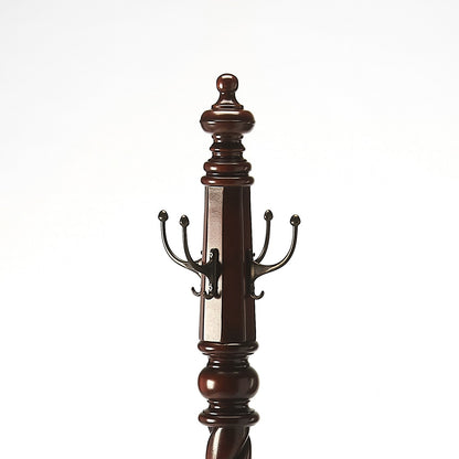 69" Brown Cherry Free Standing Four Hook Coat Rack