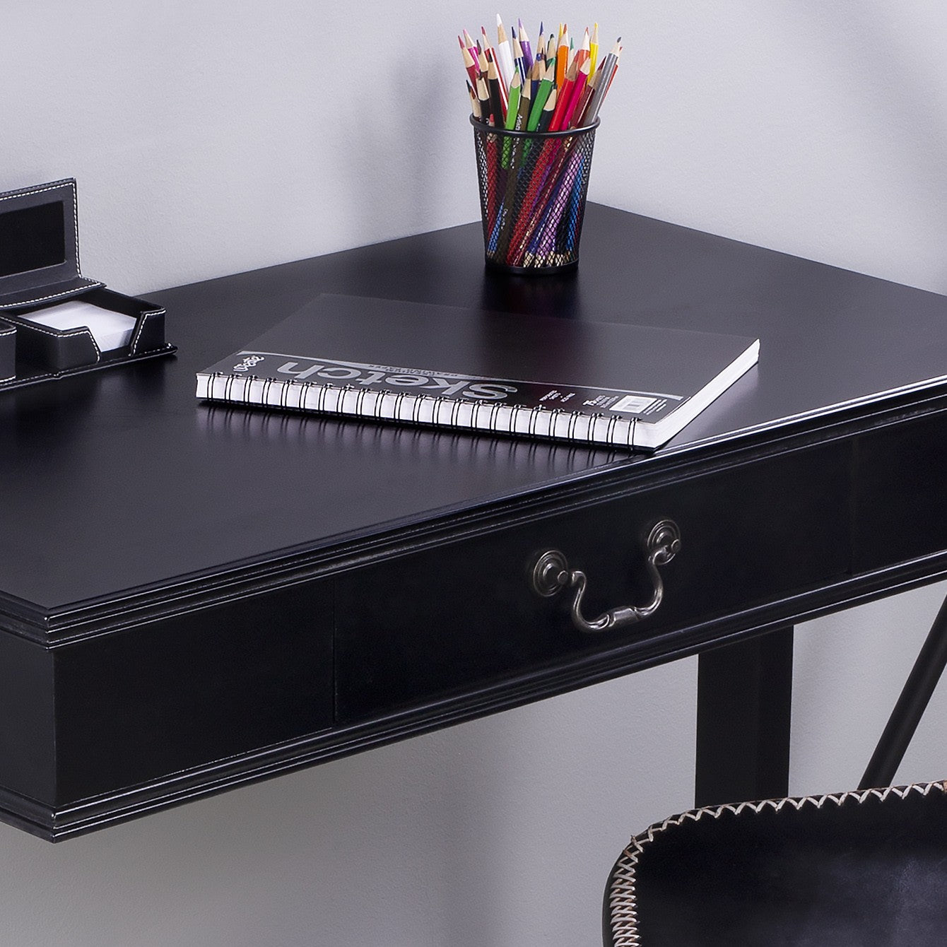 Acacia And Pinewood Black Writing Desk