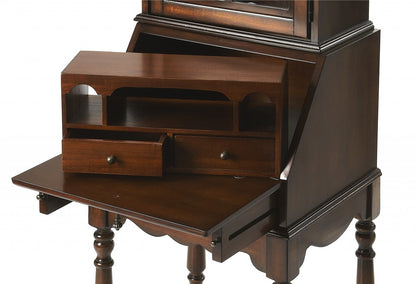 74" Brown Cherry Traditional Secretary Organizing Desk