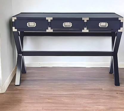 46" Blue Writing Desk With Three Drawers