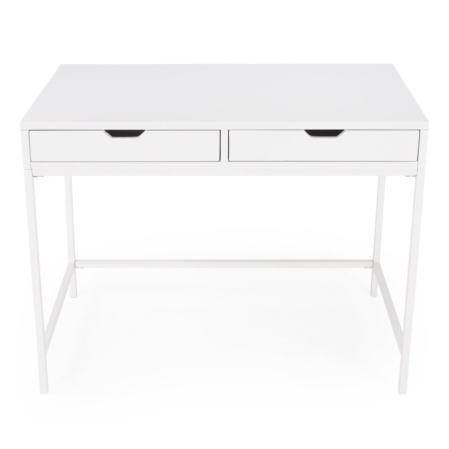 40" White Solid Wood Writing Desk With Two Drawers