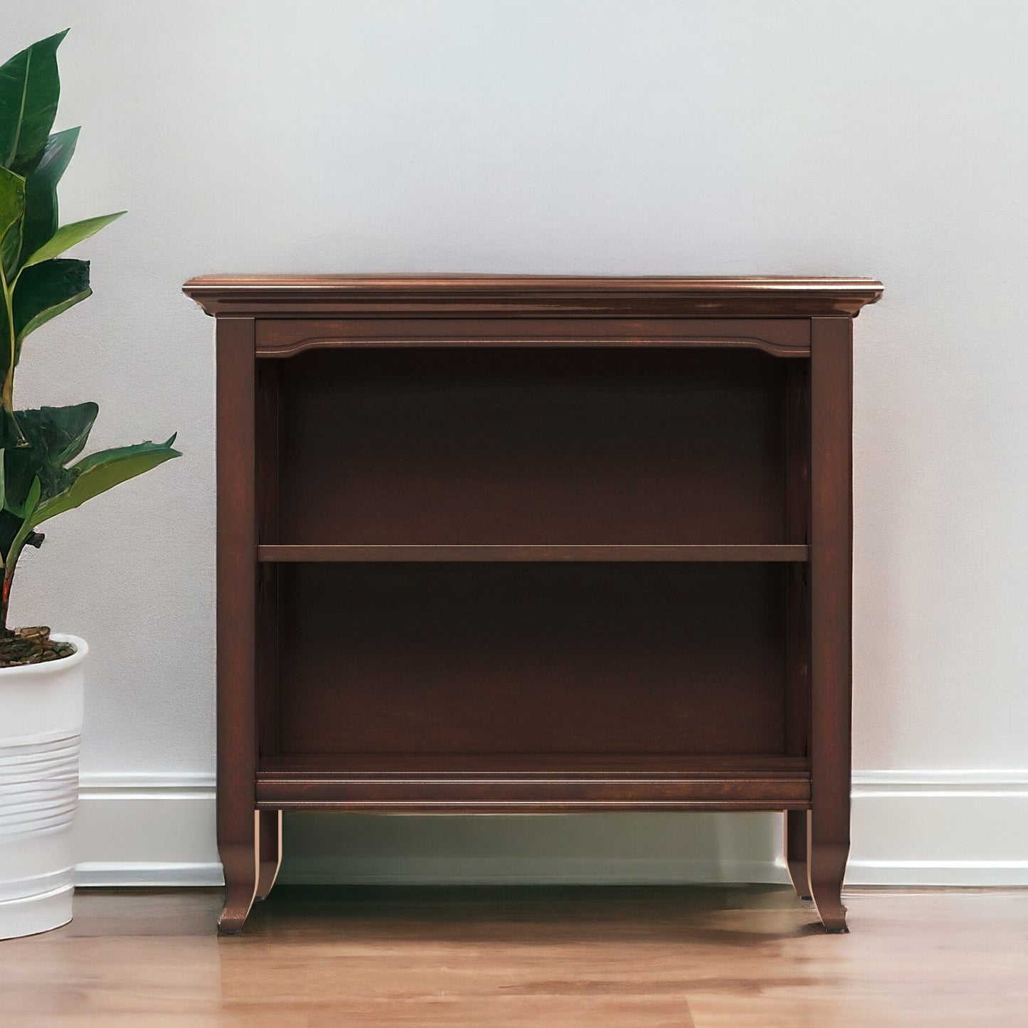 30" Brown Wood Two Tier Bookcase