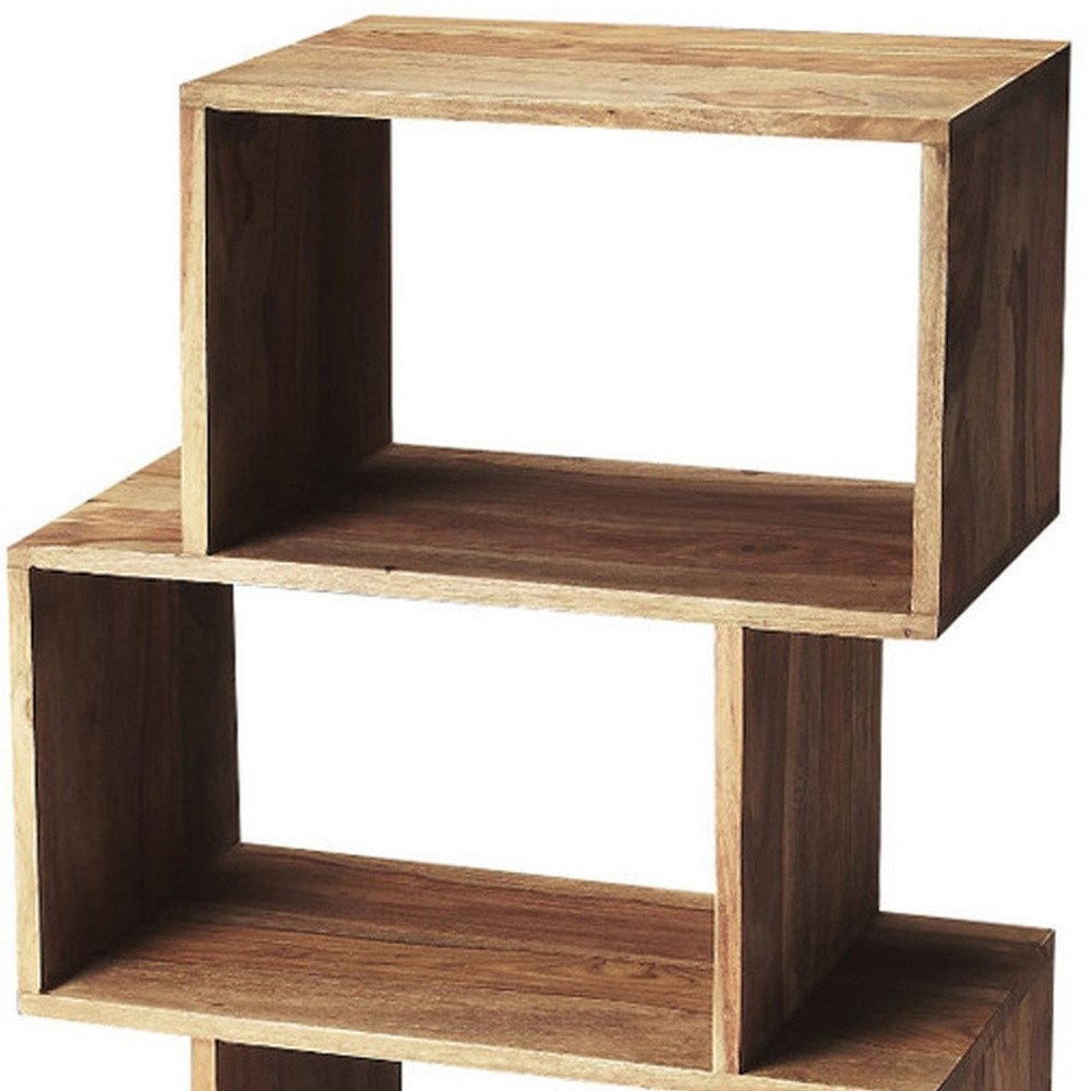 48" Brown Wood Three Tier Bookcase