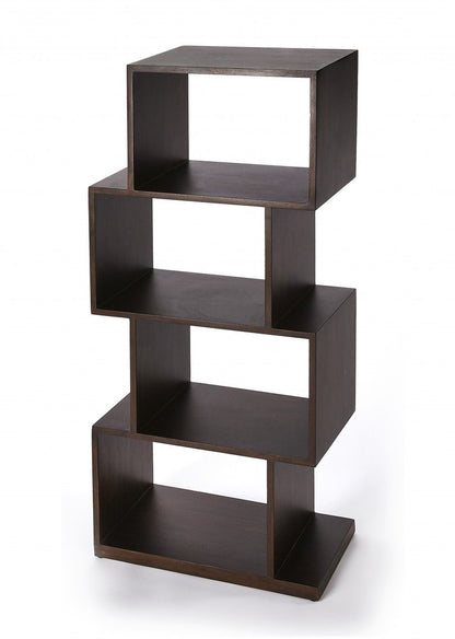 48" Dark Brown Wood Three Tier Bookcase