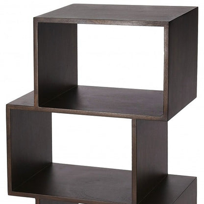 48" Dark Brown Wood Three Tier Bookcase