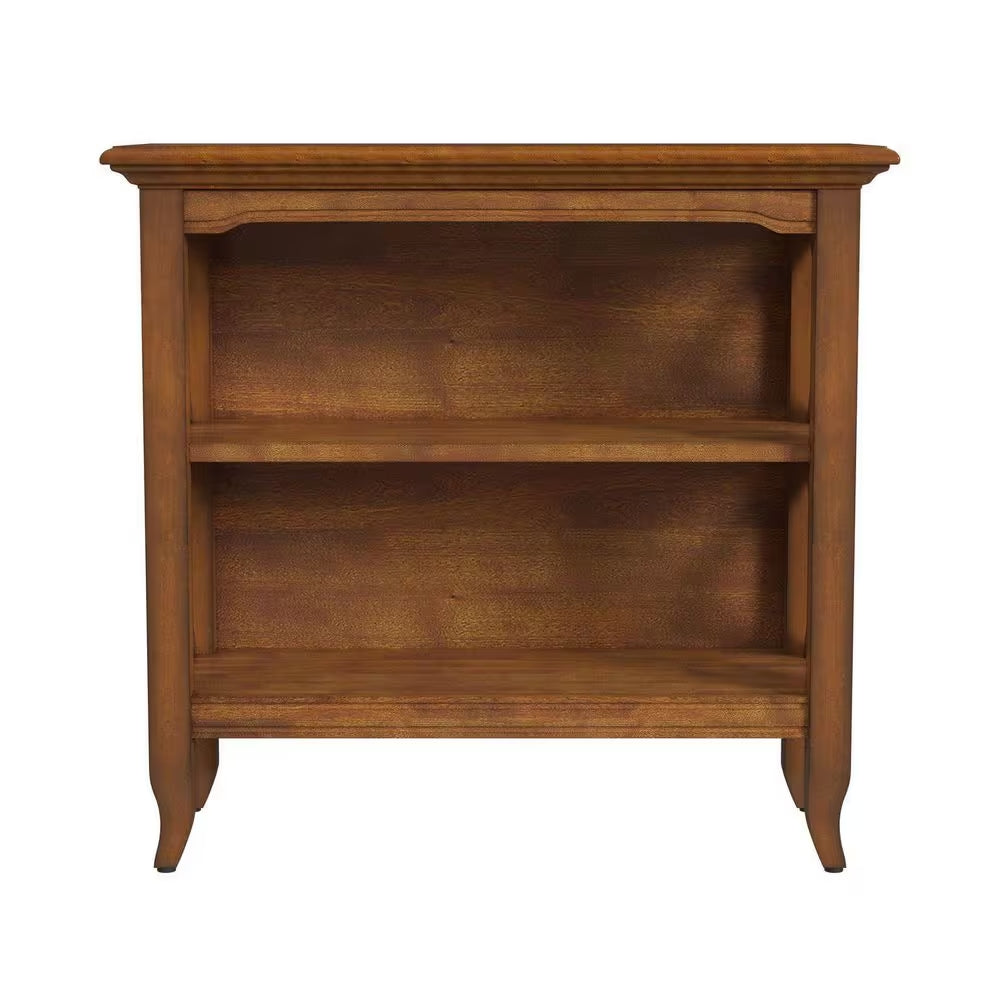 30" Brown Wood Two Tier Bookcase