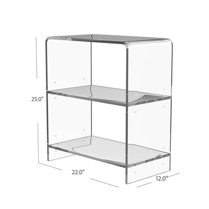 25" Clear Plastic Two Tier Bookcase