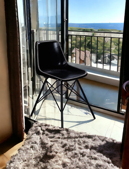 18" Black Faux Leather Side Chair