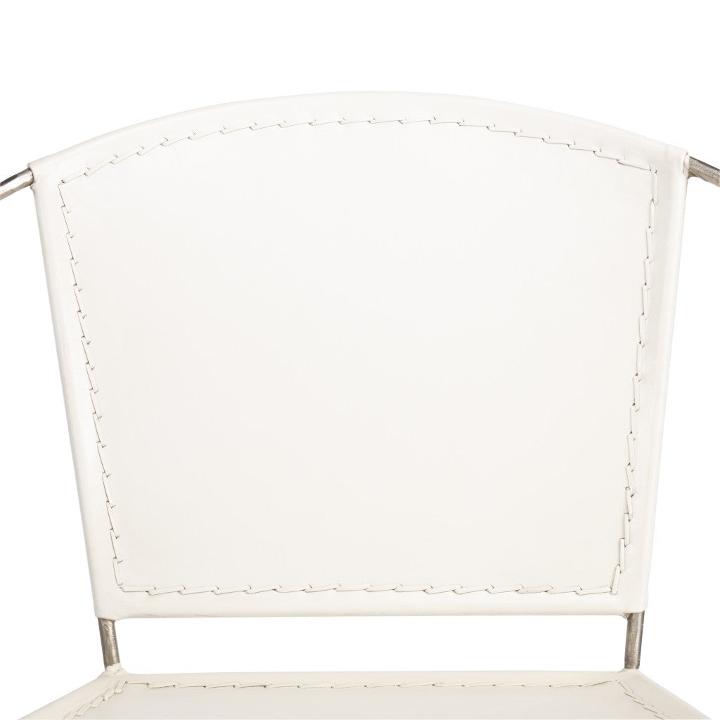 31" White And Gray Faux Leather Side Chair