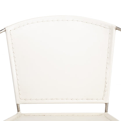 31" White And Gray Faux Leather Side Chair