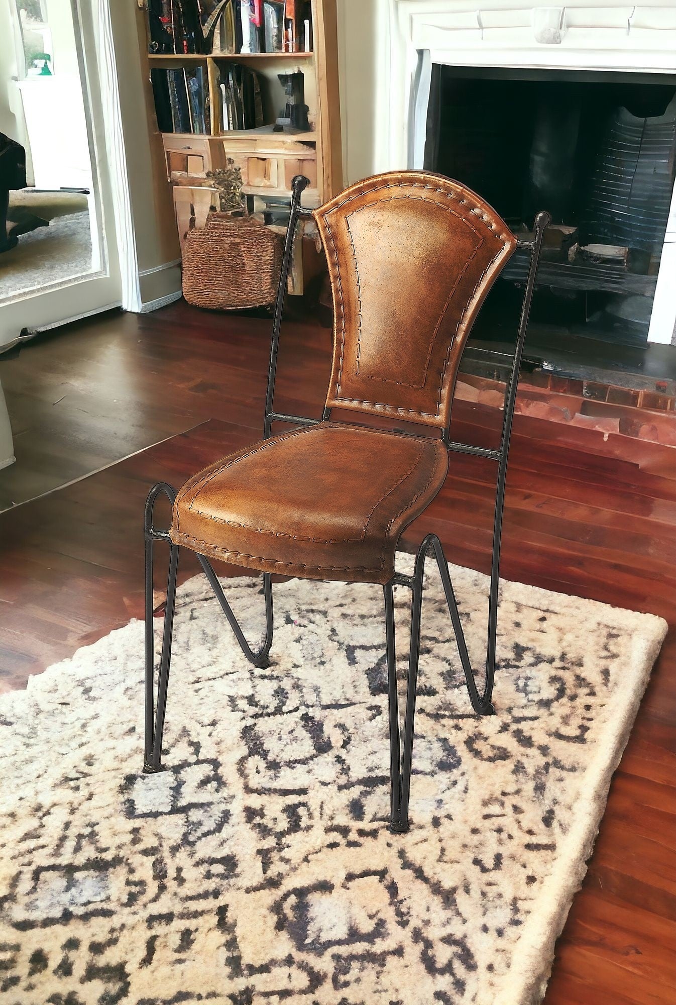 18" Brown Faux Leather Side Chair