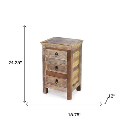 16" Modern Rustic Three Drawer Accent Chest