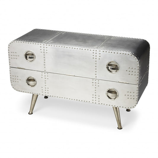 43" Silver Metal Two Drawer Chest