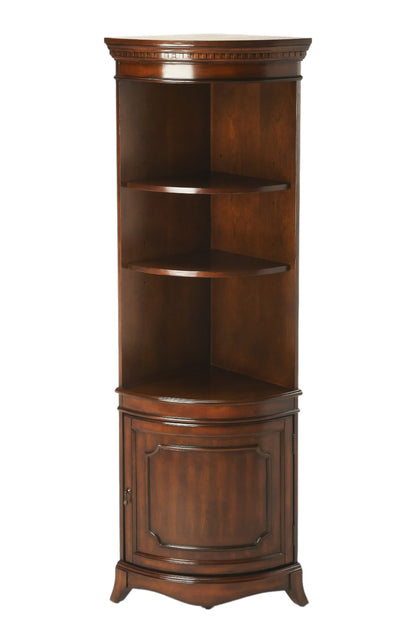 73" Brown Corner Accent Cabinet With Adjustable Shelves