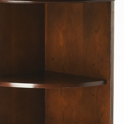 73" Brown Corner Accent Cabinet With Adjustable Shelves