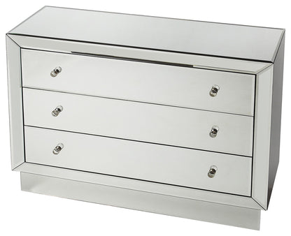 42" Clear Glass Three Drawer Dresser