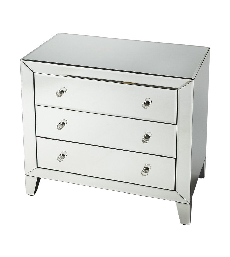 30" Clear Glass Three Drawer Chest