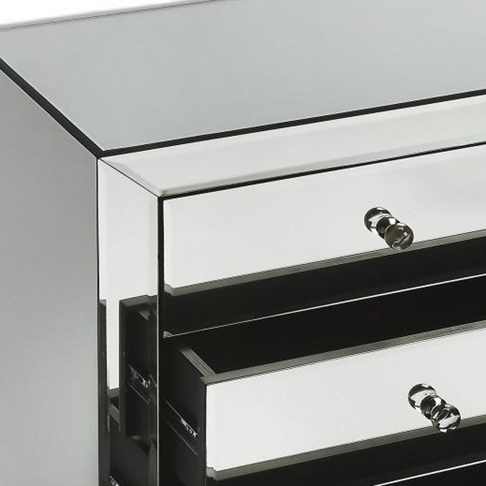 24" Clear Glass Three Drawer Chest