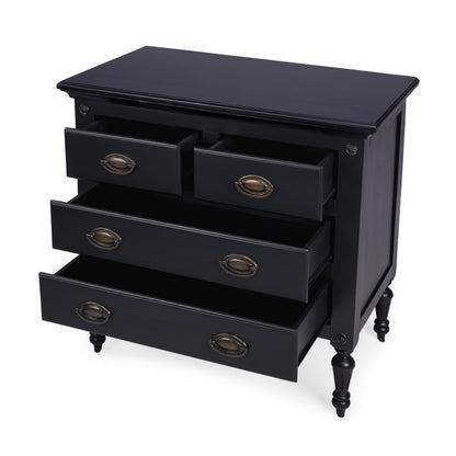 32" Black Solid Wood Four Drawer Gentlemans Chest