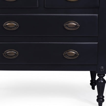 32" Black Solid Wood Four Drawer Gentlemans Chest