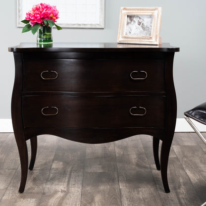 34" Brown Solid Wood Two Drawer Chest