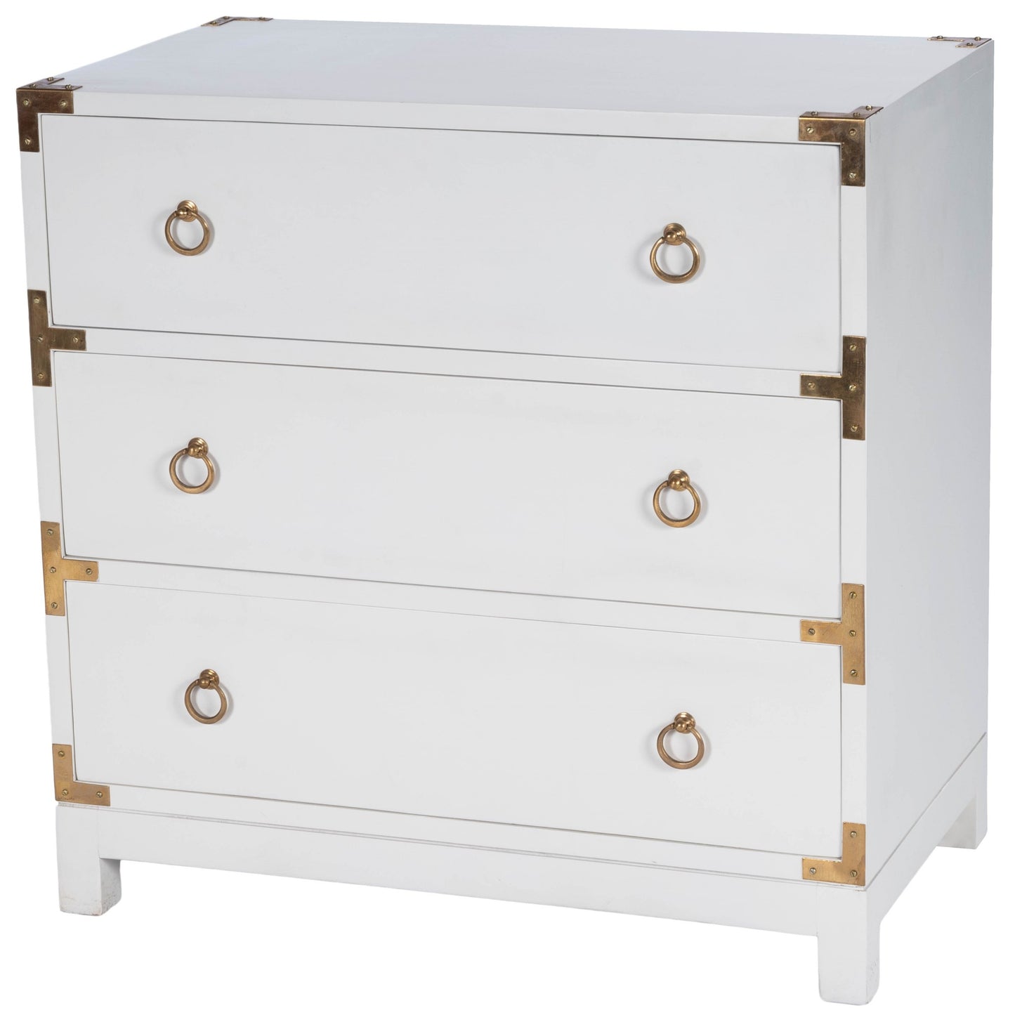 28" White Solid Wood Three Drawer Dresser