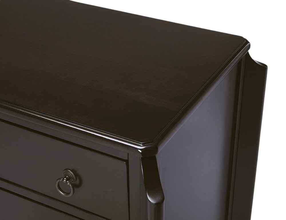 34" Dark Brown Solid Wood Three Drawer Dresser