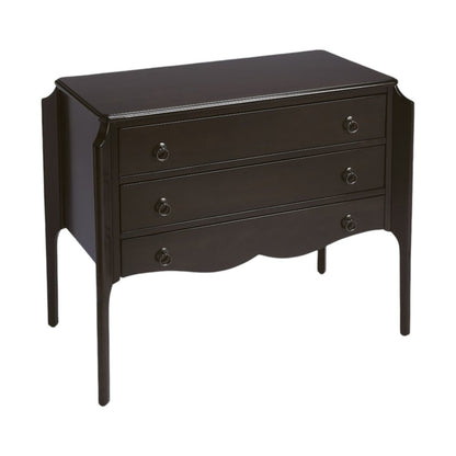 34" Dark Brown Solid Wood Three Drawer Dresser
