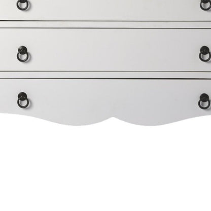 34" White Wood Three Drawer Dresser